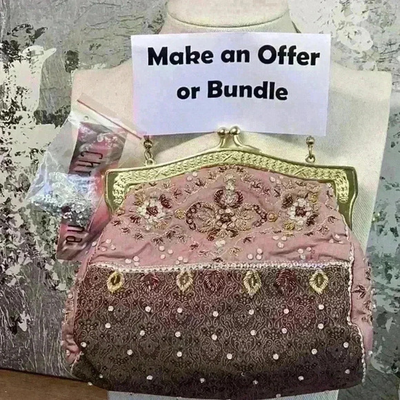 Vintage Sequin Embroidered Evening Clutch NWT Bag - Picture 6 of 6